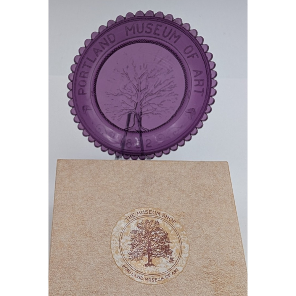 Portland Museum of Art Purple Glass Pairpoint Cup Plate Suncatcher Window Decor